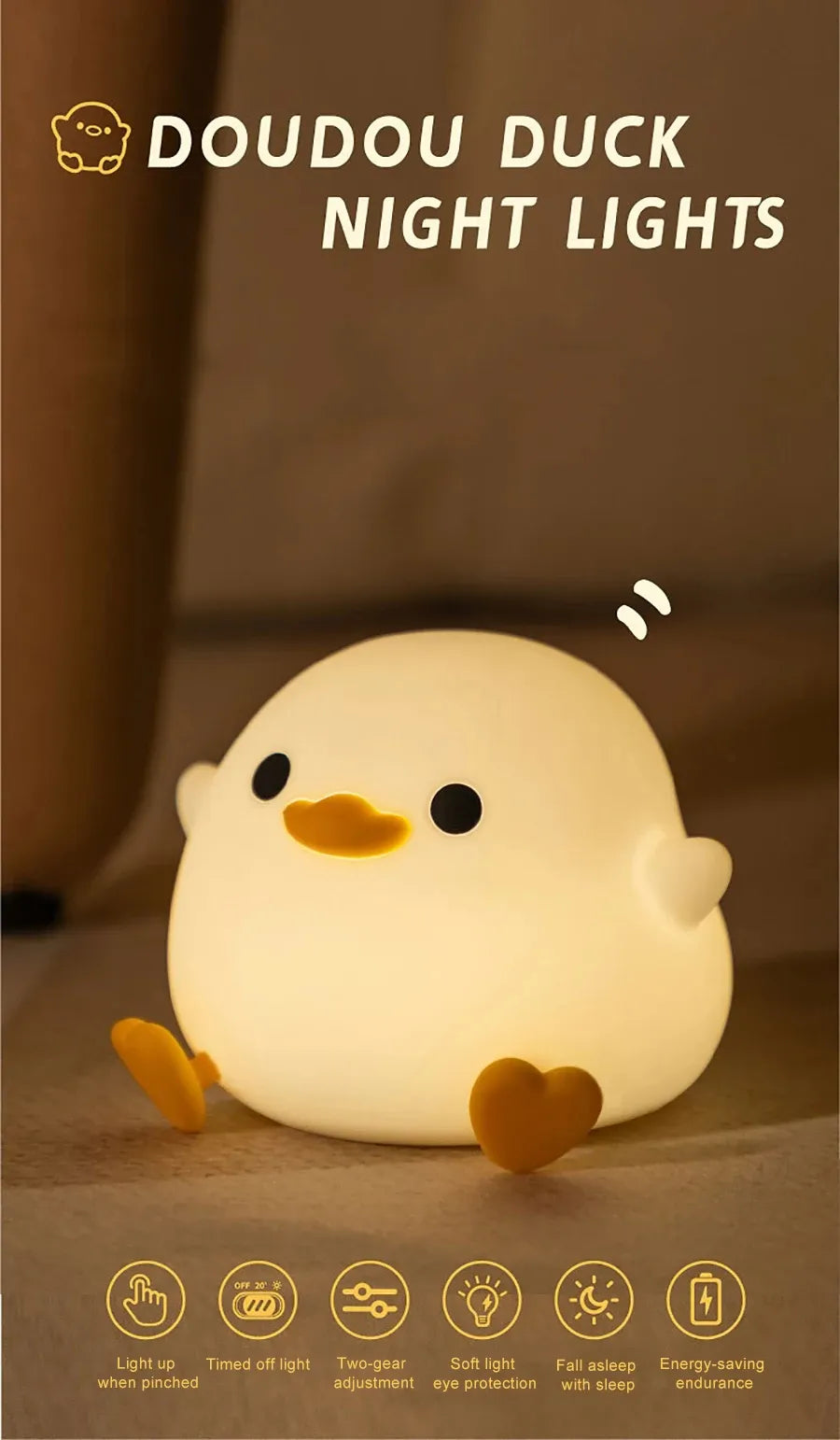 Doudou Duck Silicone Alarm Lamp